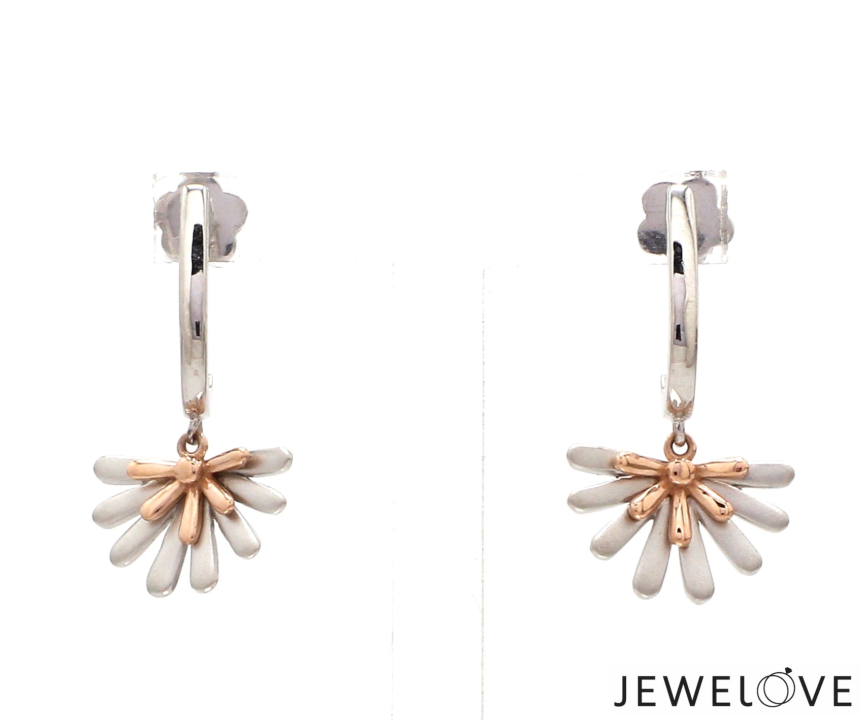 Evara Platinum Rose Gold Diamond Cut Earrings for Women JL PT E 256   Jewelove.US