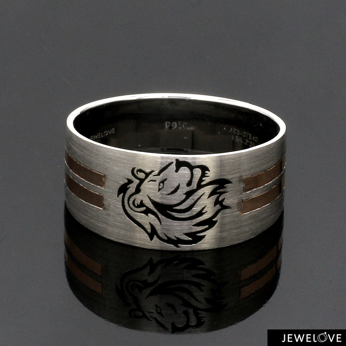 Platinum Love Bands with Rose Gold Ring JL PT 1413