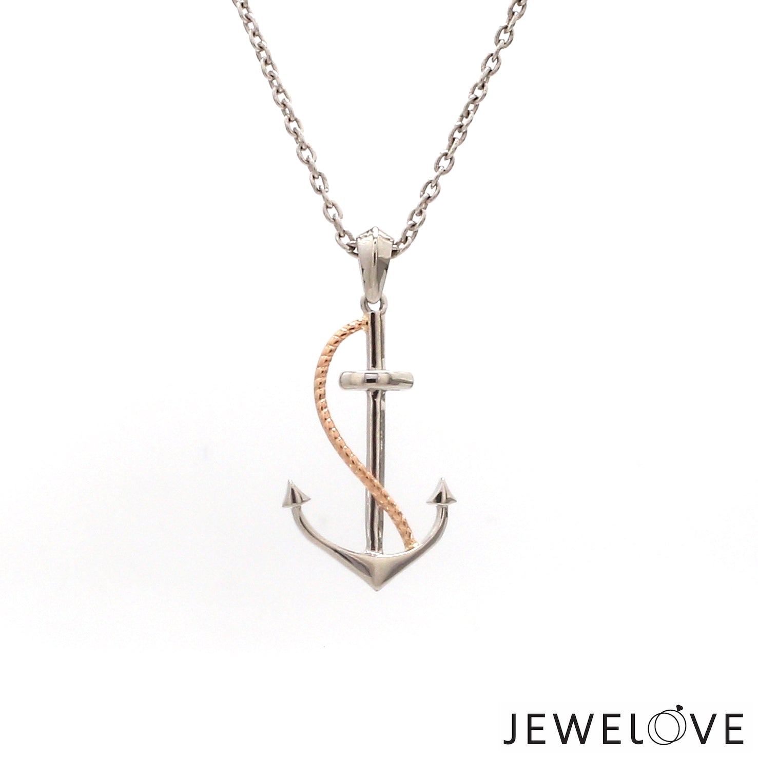 Platinum Anchor Pendant with Rose Gold for Sailors JL PT P 320   Jewelove.US