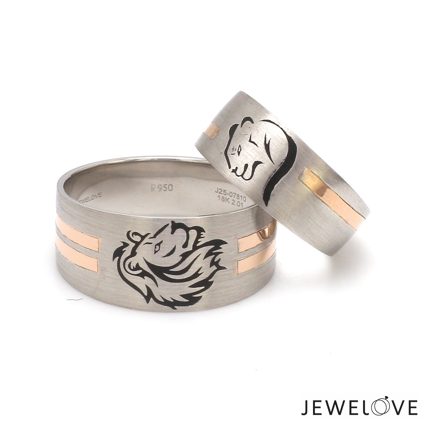 Platinum Love Bands with Rose Gold Ring JL PT 1413