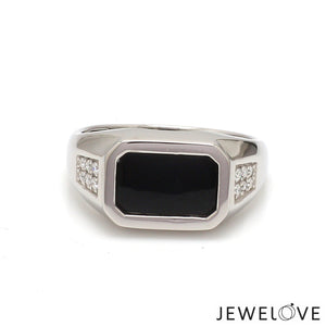 Men of Platinum | Rectangle Black Enamel with Diamond Ring for Men JL PT 1360