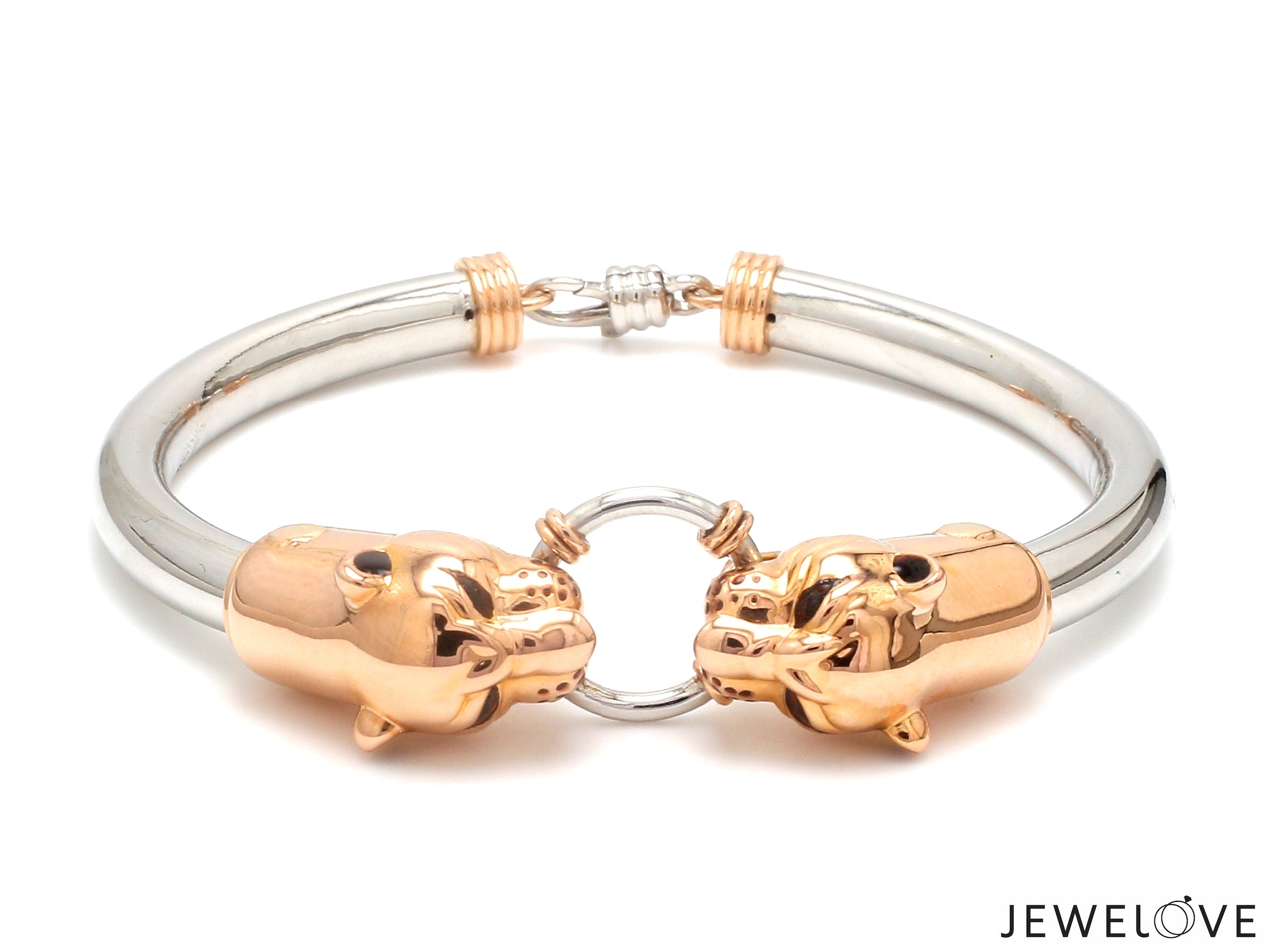 Platinum & Rose Gold Panther Bracelet for Men JL PTB 1184   Jewelove.US