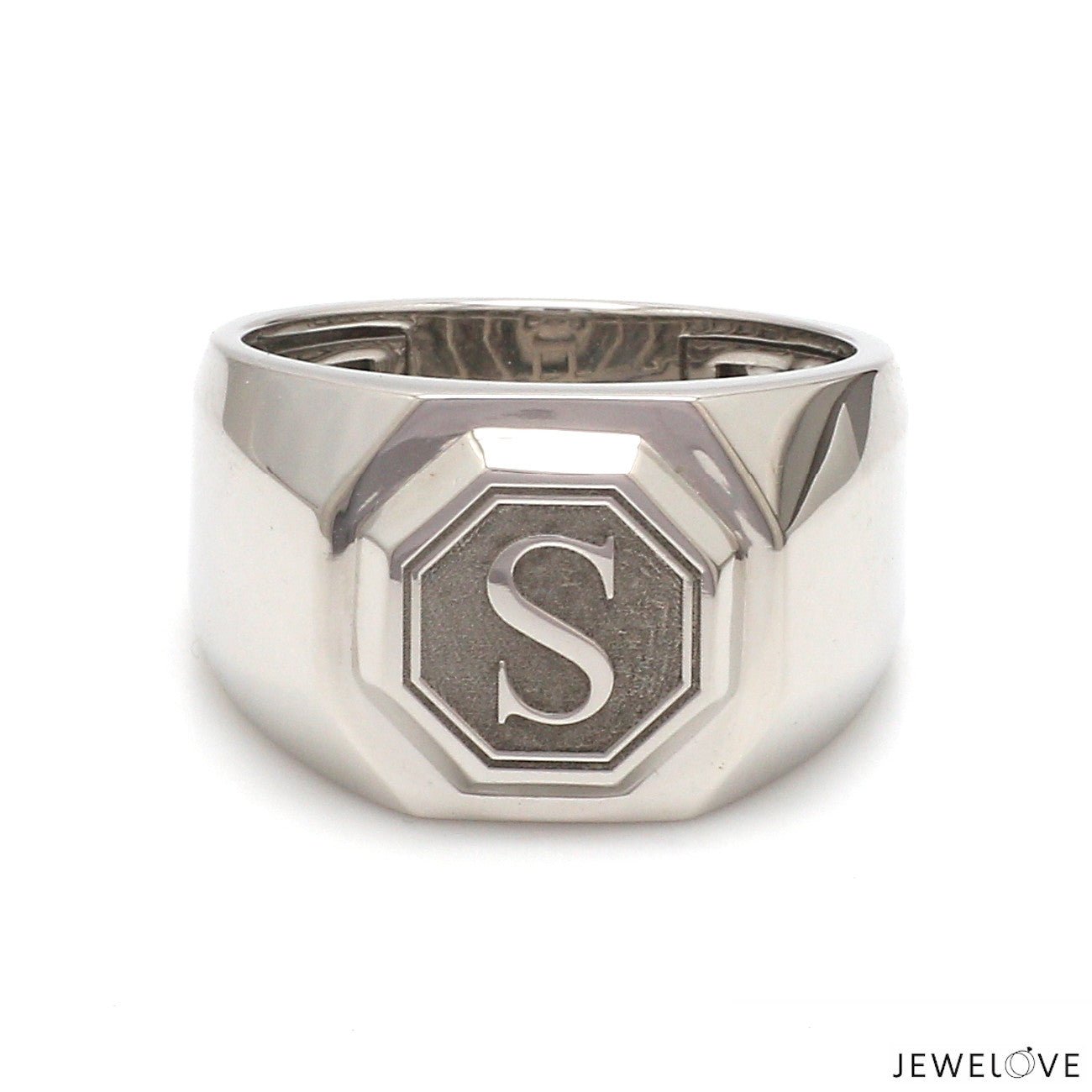 Customised Alphabet / Initial Platinum Signet Ring for Men JL PT 1373