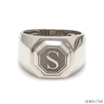 Load image into Gallery viewer, Customised Alphabet / Initial Platinum Signet Ring for Men JL PT 1373
