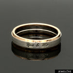 Load image into Gallery viewer, Engraved Platinum Love Bands with Rose Gold You &amp; Me Ring JL PT 1404
