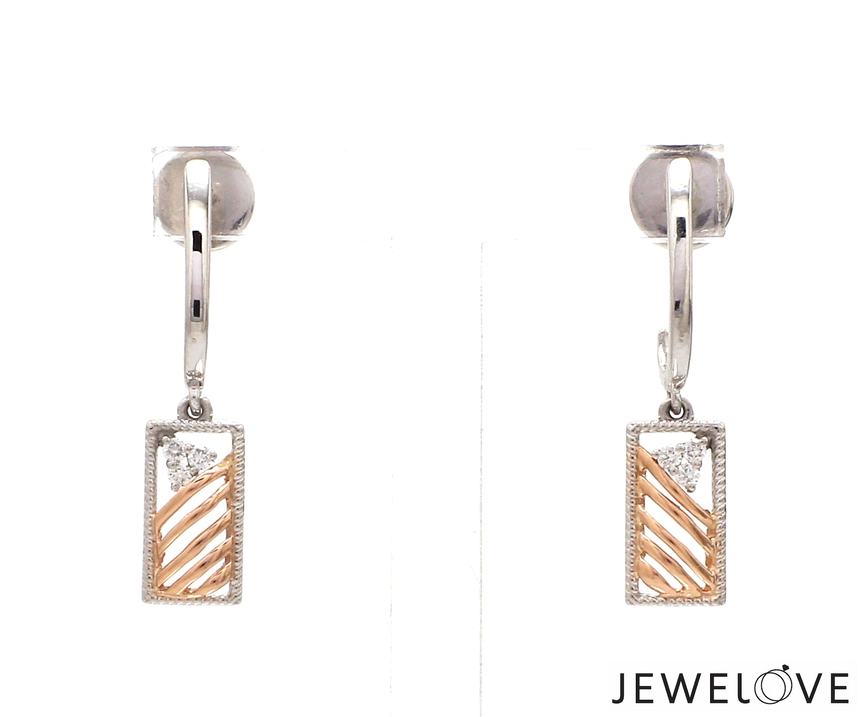 Evara Platinum Rose Gold Diamonds Earrings for Women JL PT E 314   Jewelove.US