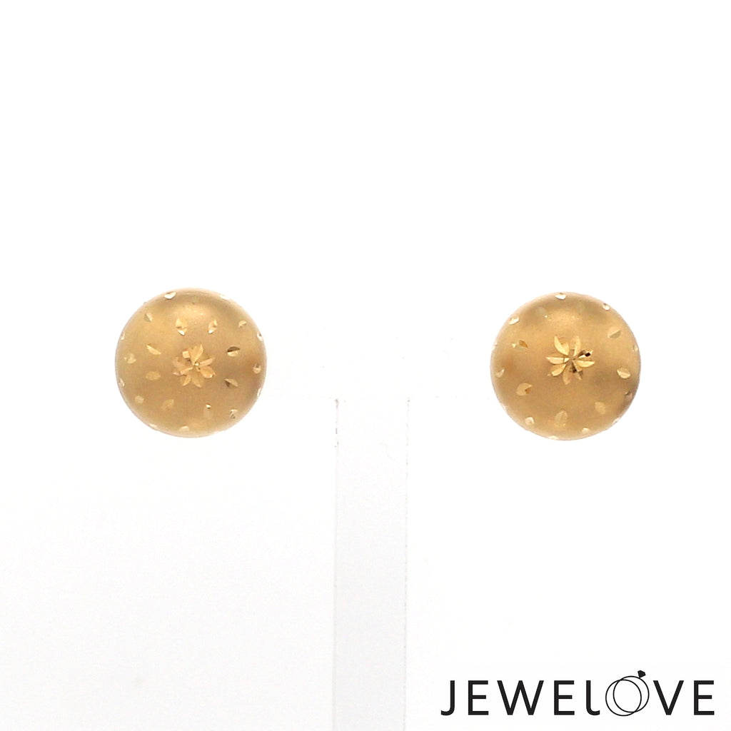 18K Yellow Diamond Cut Balls Gold Earrings JL AU E 01   Jewelove.US