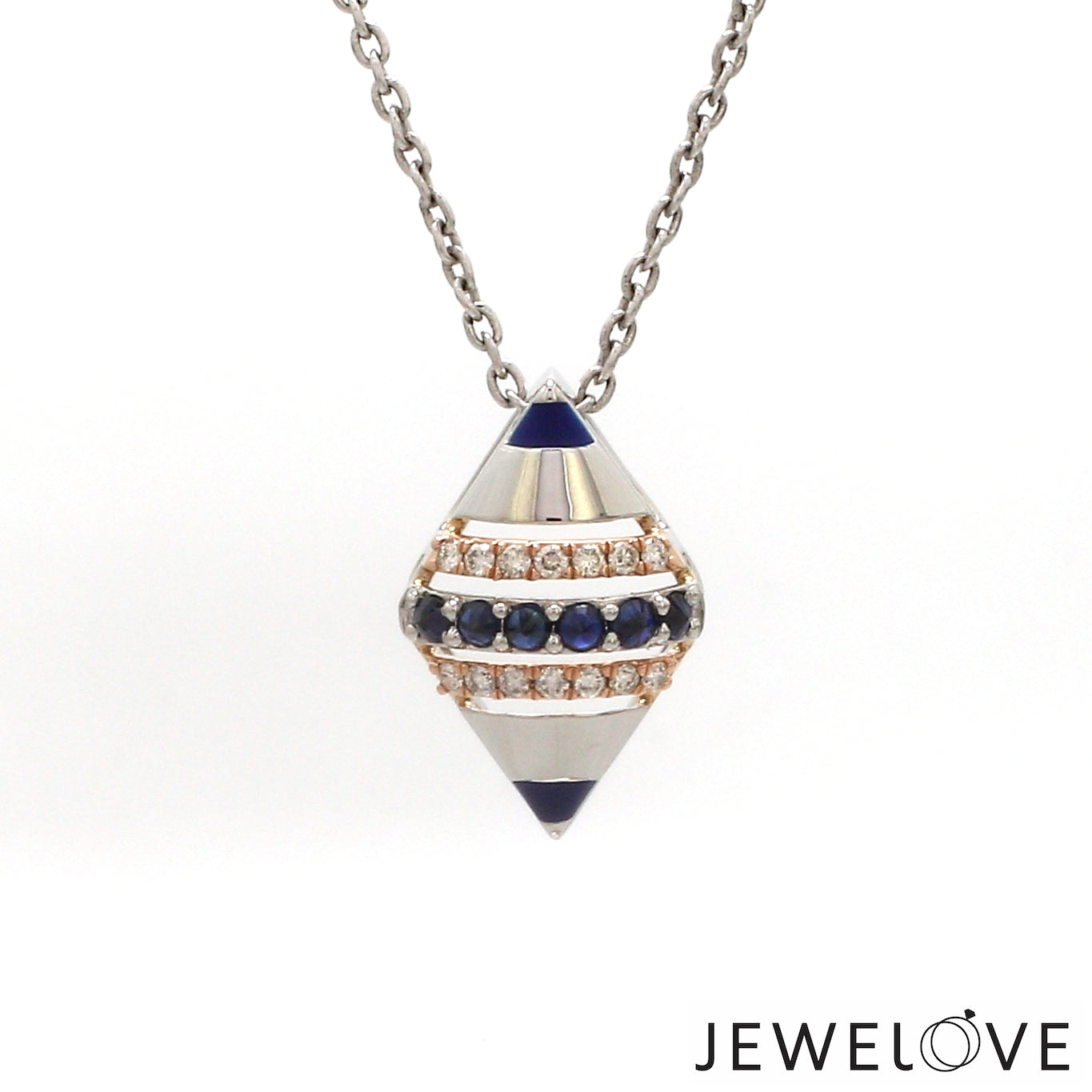 Evara Platinum Rose Gold Diamond with Blue Sapphire Pendant for Women JL PT P 366