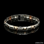 Load image into Gallery viewer, 7mm Platinum &amp; 18K Rose Gold Bracelet with Black Stone for Men JL PTB 1324
