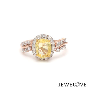 1.75cts. Yellow Sapphire 18K Rose Gold Diamond Ring for Women JL AU 1356R   Jewelove