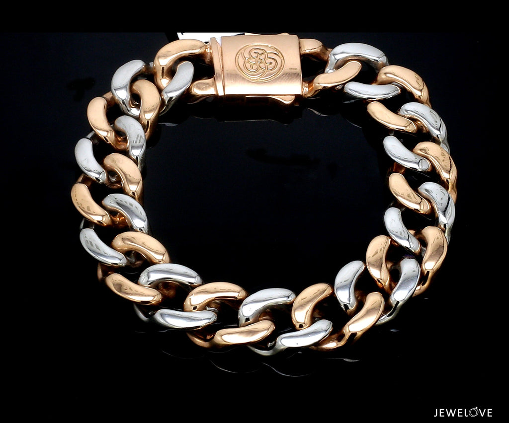 13.5mm Two-tone Platinum & Rose Gold Curb Bracelet for Men JL PTB 1174   Jewelove