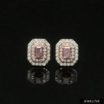 Load image into Gallery viewer, 18K Rose Gold Pink Emerald Cut Diamond Earrings with Light Pink &amp; White Round Diamond JL AU PD 106
