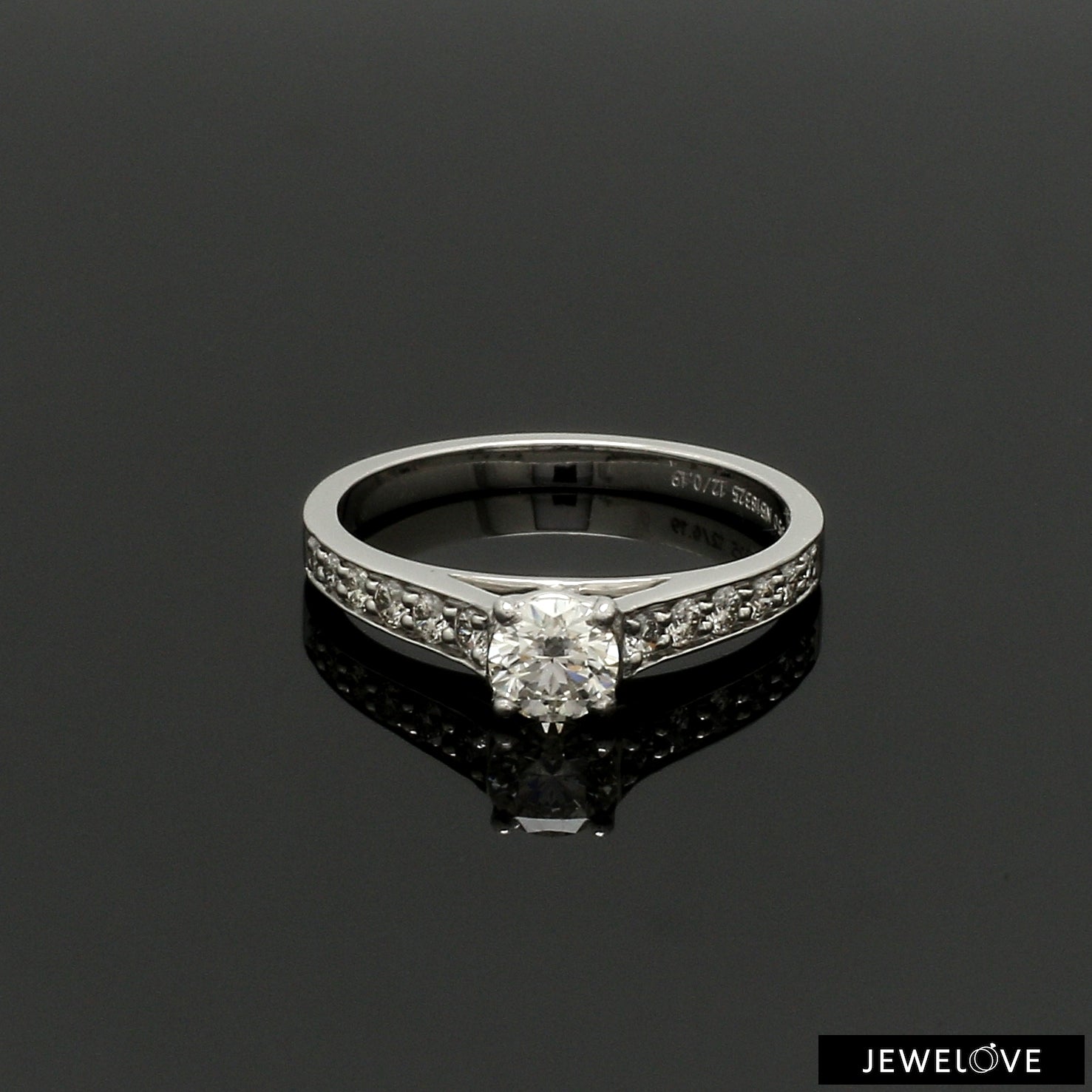 30-Pointer Solitaire Diamond Shank Platinum Ring JL PT 1324   Jewelove.US