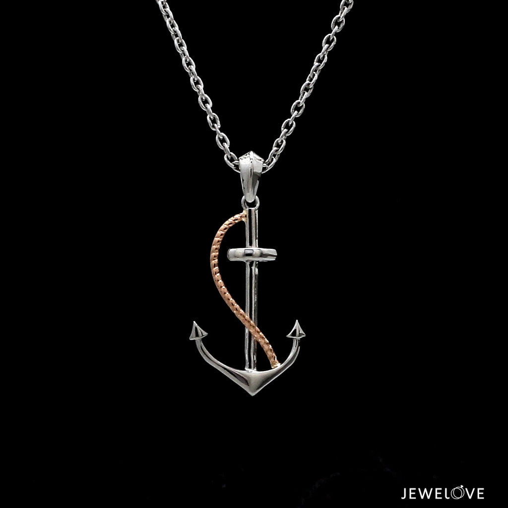 Platinum Anchor Pendant with Rose Gold for Sailors JL PT P 320   Jewelove.US