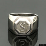 Load image into Gallery viewer, Customised Alphabet / Initial Platinum Signet Ring for Men JL PT 1373
