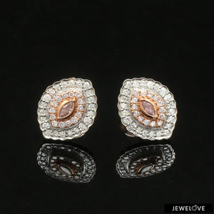 18K Rose Gold Pink Marquise Diamond Earrings with Light Pink & White Round Diamond JL AU PD 105