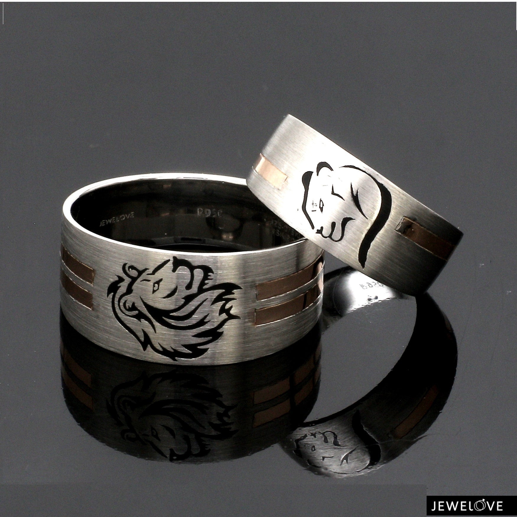 Platinum Love Bands with Rose Gold Ring JL PT 1413