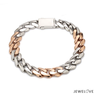 Men of Platinum | 9.5mm Matte & Hi-Polish Rose Gold Bracelet for Men JL PTB 1257