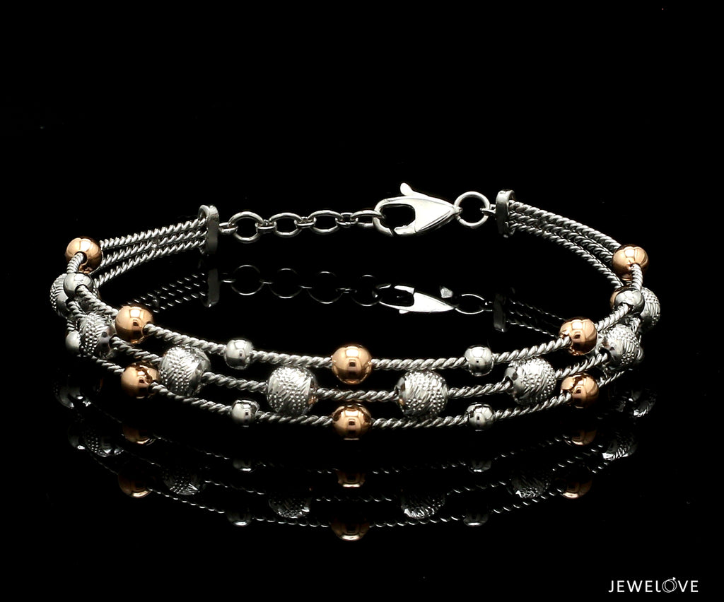 Platinum & Rose Gold Diamond Cut Balls Bracelet for Women JL PTB 1207   Jewelove.US
