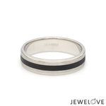 Load image into Gallery viewer, Platinum Couple Unisex Ring with Black Line Ceramic JL PT 1328  Men-s-Ring-only Jewelove
