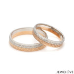 Load image into Gallery viewer, Platinum Love Bands with Rose Gold Unisex Ring JL PT 1407

