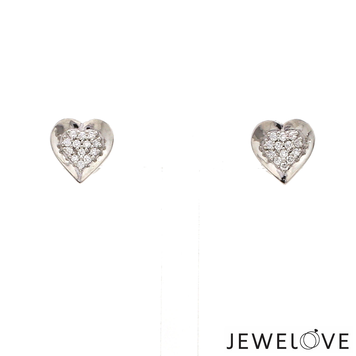 Evara Platinum Diamond Heart Earrings JL PT E 326   Jewelove.US