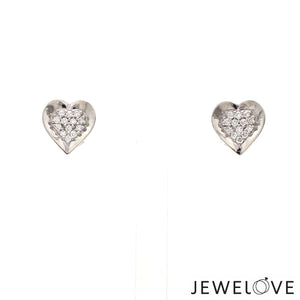 Evara Platinum Diamond Heart Earrings JL PT E 326   Jewelove.US