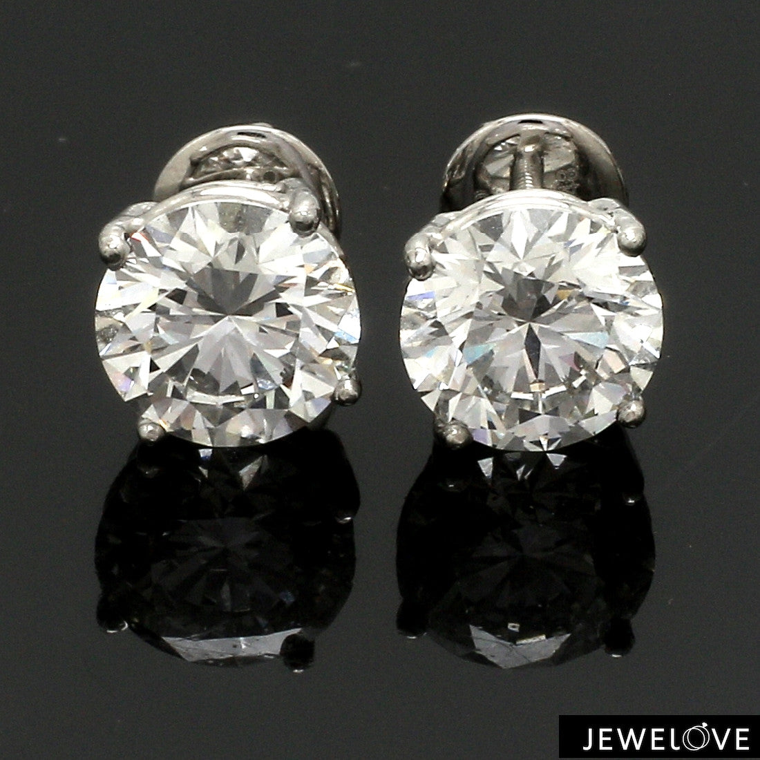 3 Carat Lab Grown Solitaire Diamond Earrings in Platinum SJ PTO E LG-152