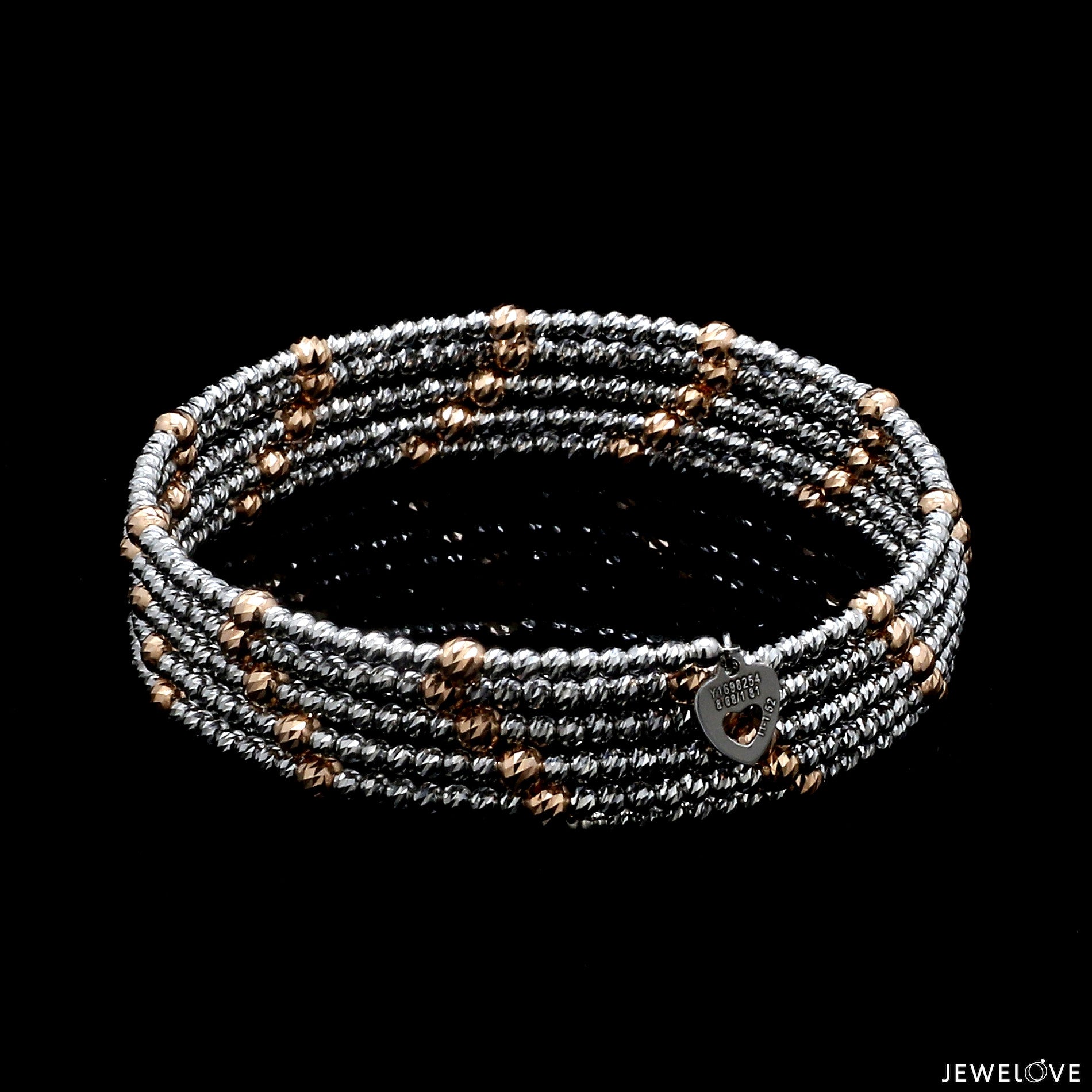 Japanese 5-row Platinum & Rose Gold Bracelet for Women with Diamond Cut Balls JL PTB 1272