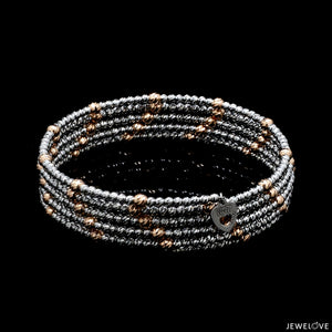 Japanese 5-row Platinum & Rose Gold Bracelet for Women with Diamond Cut Balls JL PTB 1272
