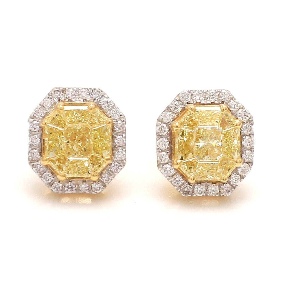 18K Yellow Gold Earrings with Natural Fancy Yellow & White Diamonds JL AU E 103