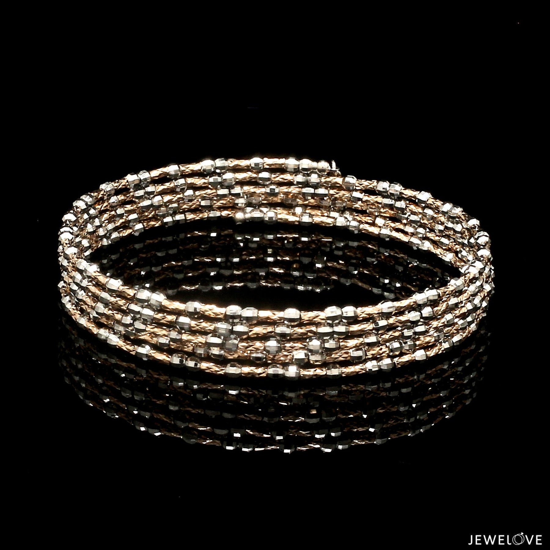 Unique 5-Row Japanese Platinum & Rose Gold Bracelet for Women JL PTB 775