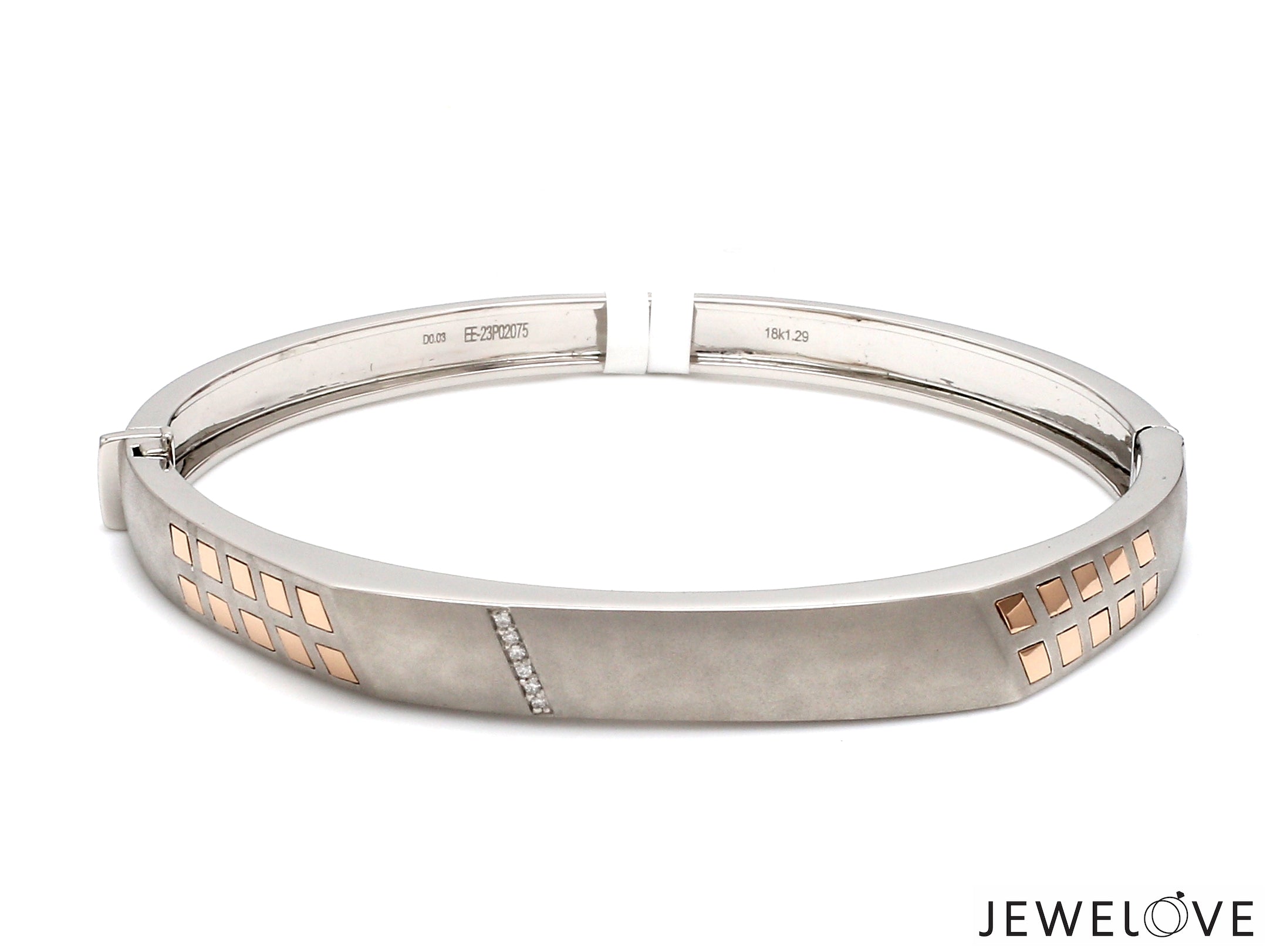 Platinum Rose Gold Diamond Bracelet with Matte Finish for Men JL PTB 1181   Jewelove.US