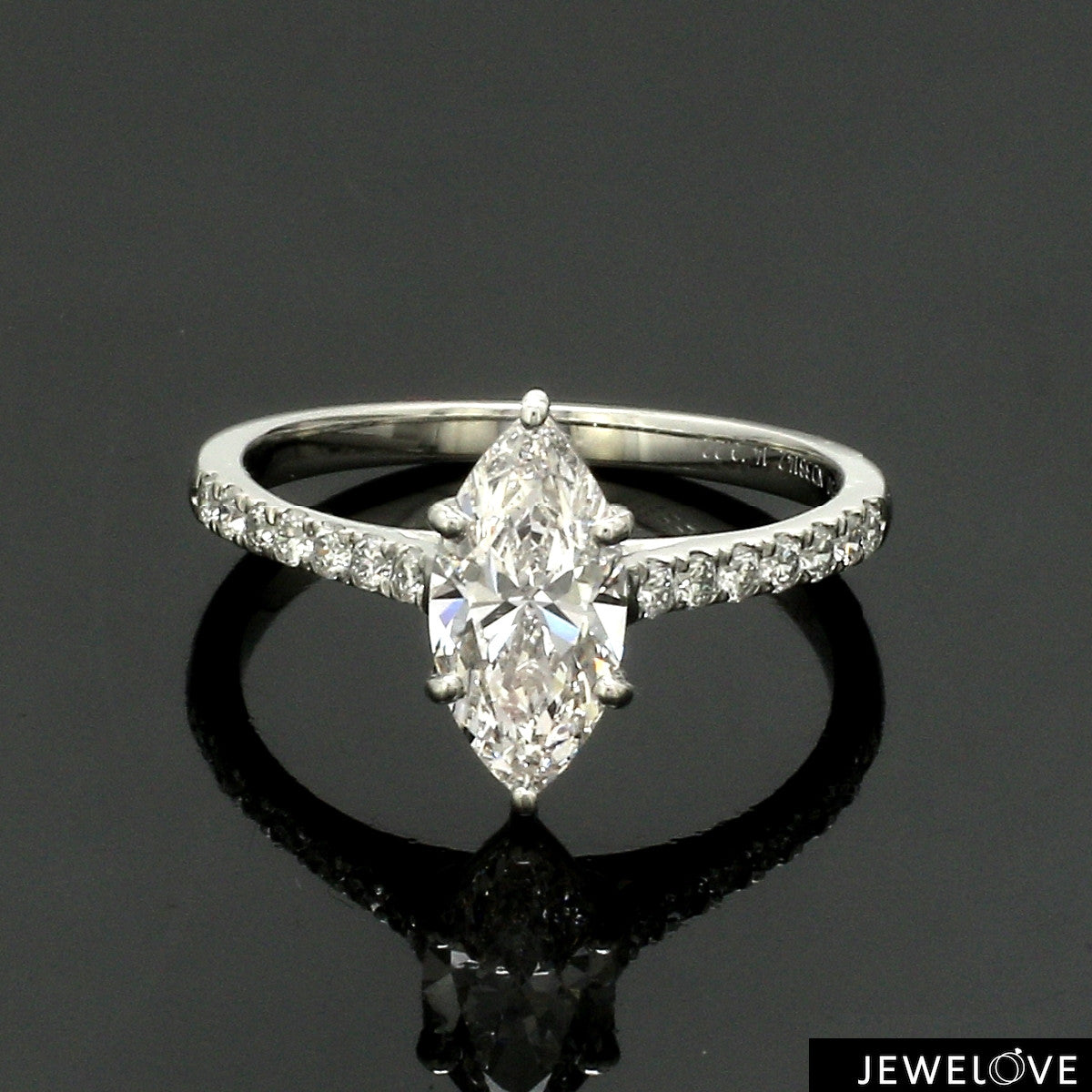 Marquise Cut Solitaire Diamond Shank Platinum Lab Grown Diamond Ring JL PT 19019-LGD