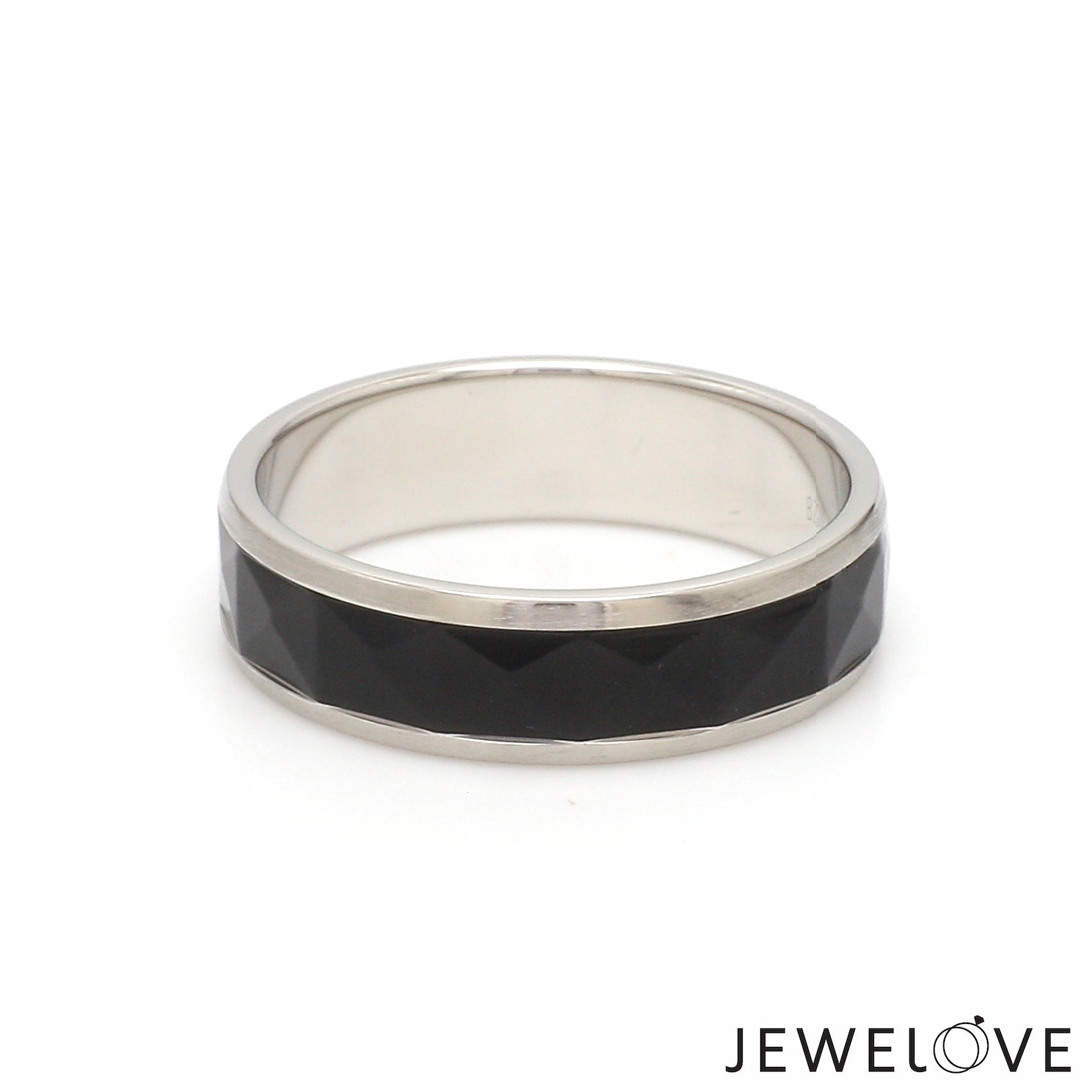 Platinum Couple Unisex Ring with Black Ceramic JL PT 1330  Men-s-Ring-only Jewelove