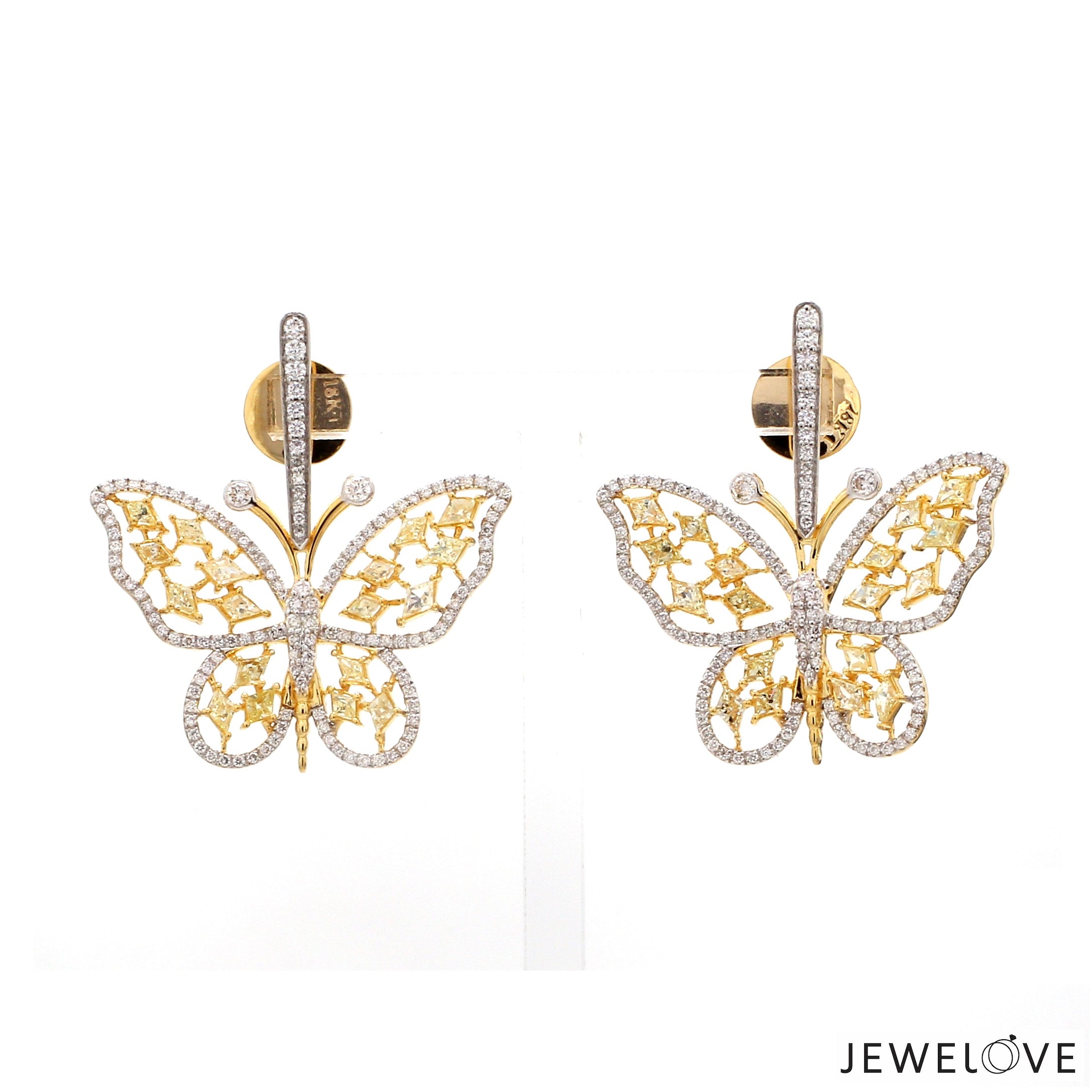 Natural Fancy Color Yellow Diamond Butterfly Pendant Chain Set for Women JL AU PE YD 101