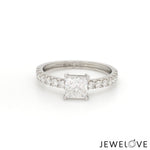 Load image into Gallery viewer, 50-Pointer Princess Cut Solitaire Diamond Shank Platinum Ring JL PT 1313-A   Jewelove.US
