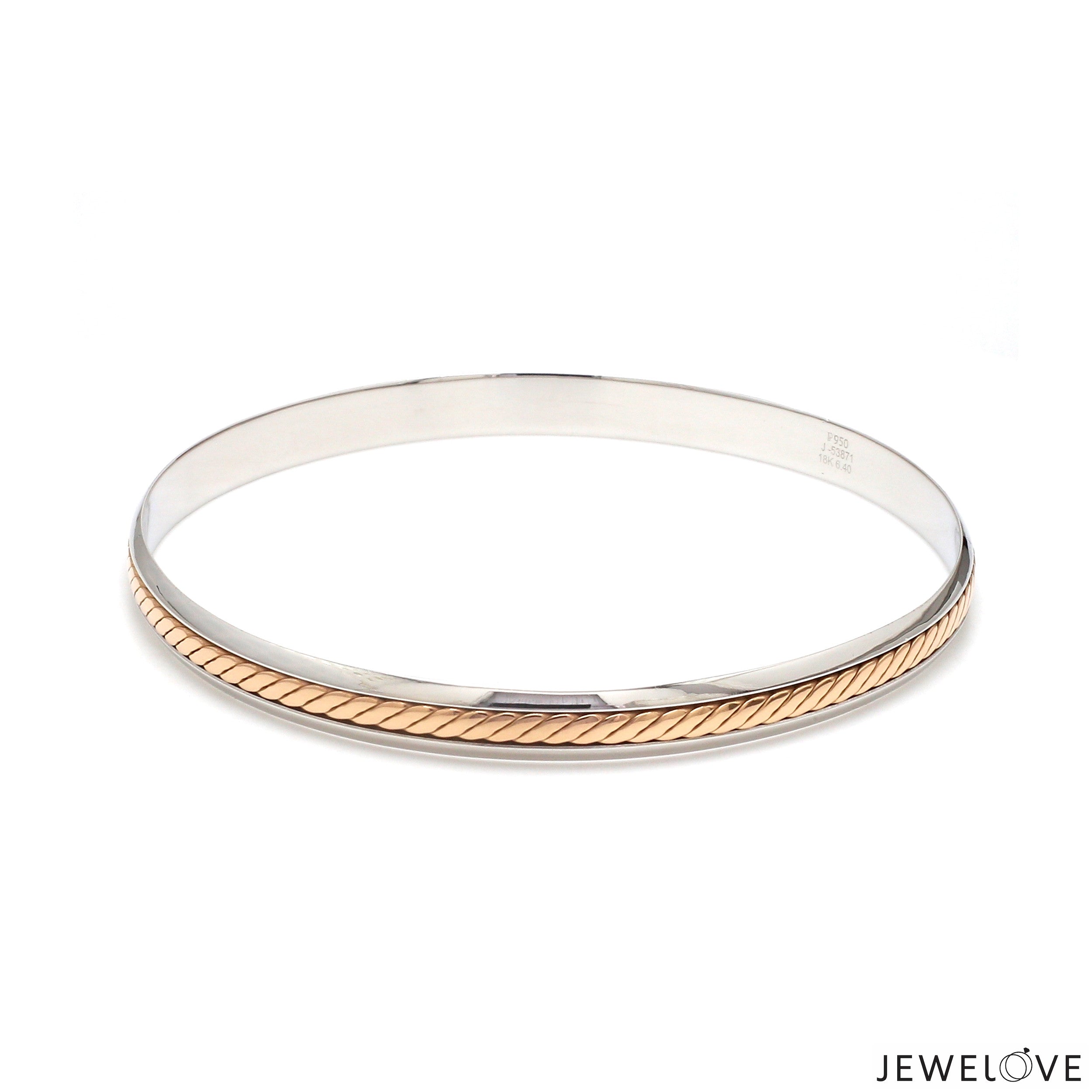 Platinum Bracelet with Center Rose Gold Line for Men JL PTB 1296