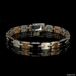 Load image into Gallery viewer, 7mm Platinum &amp; 18K Rose Gold Bracelet with Black Stone for Men JL PTB 1326
