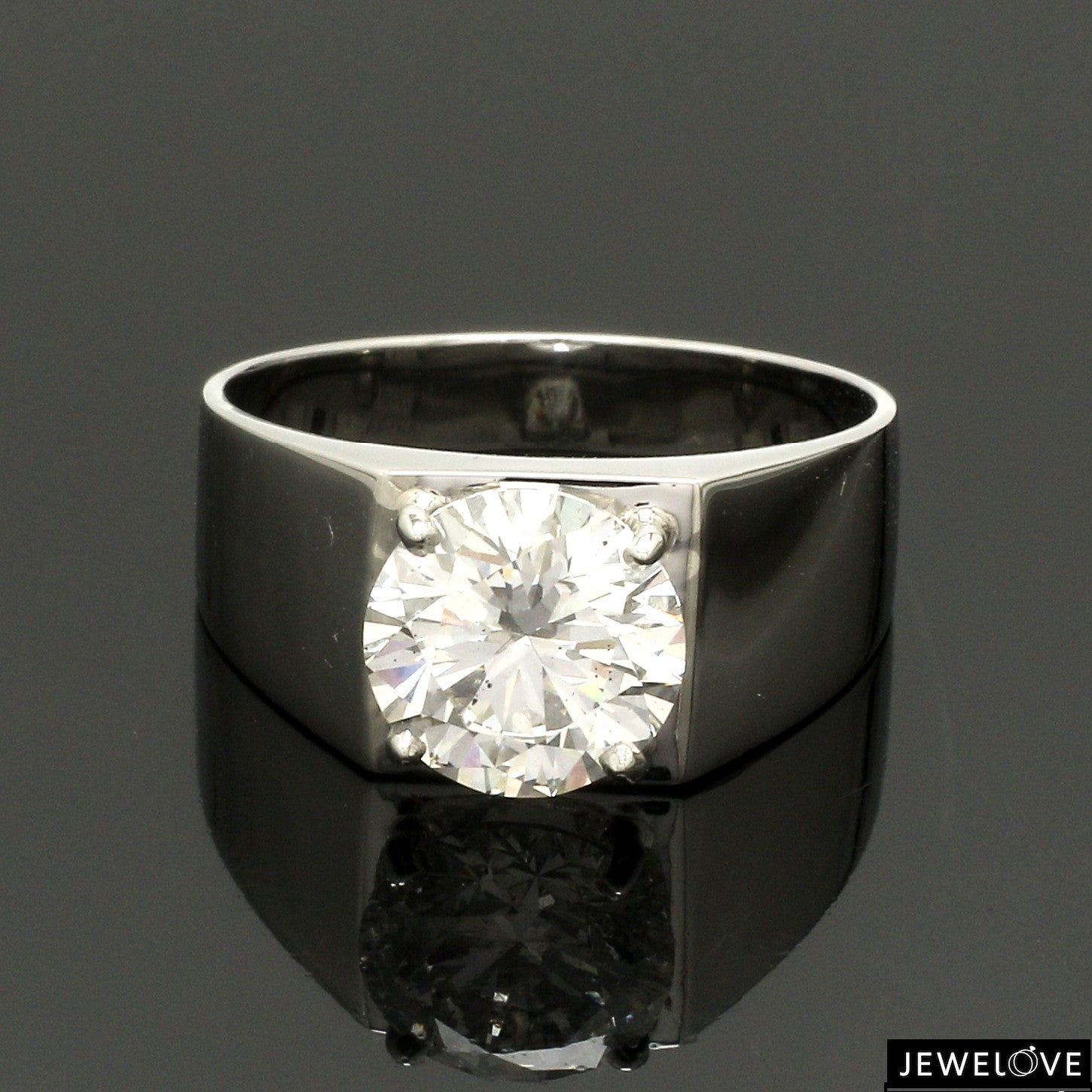 4-Carat Lag Grown Solitaire Platinum Ring for Men JL PT LG 1391