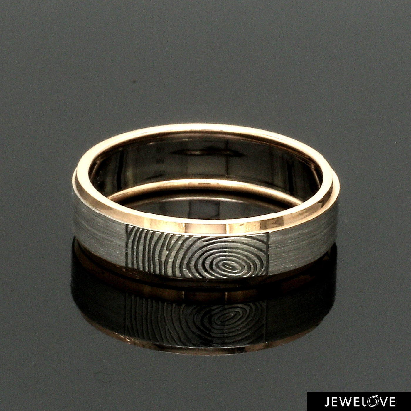 Platinum Love Bands with Rose Gold Ring JL PT 1408