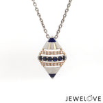 Load image into Gallery viewer, Evara Platinum Rose Diamonds Pendant Set with Blue Sapphire JL PT PE 366
