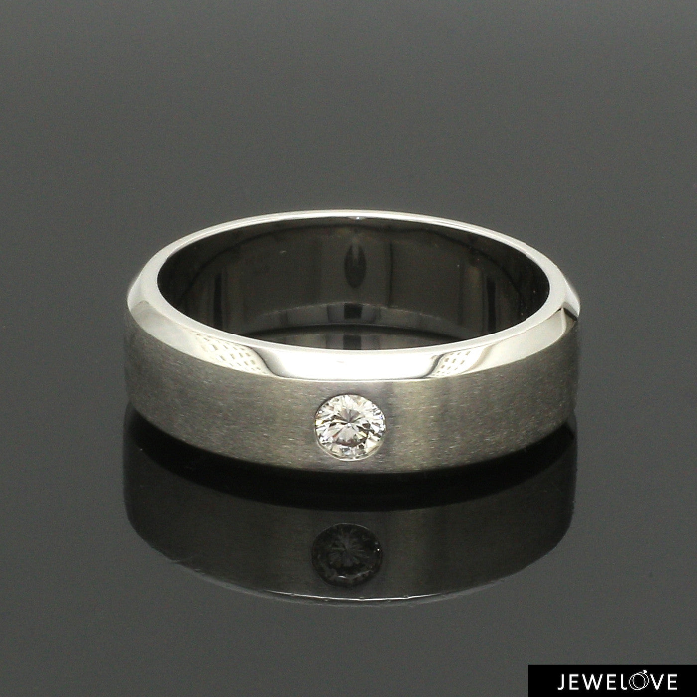 7mm Designer Single Diamond Platinum Band for Men JL PT 475
