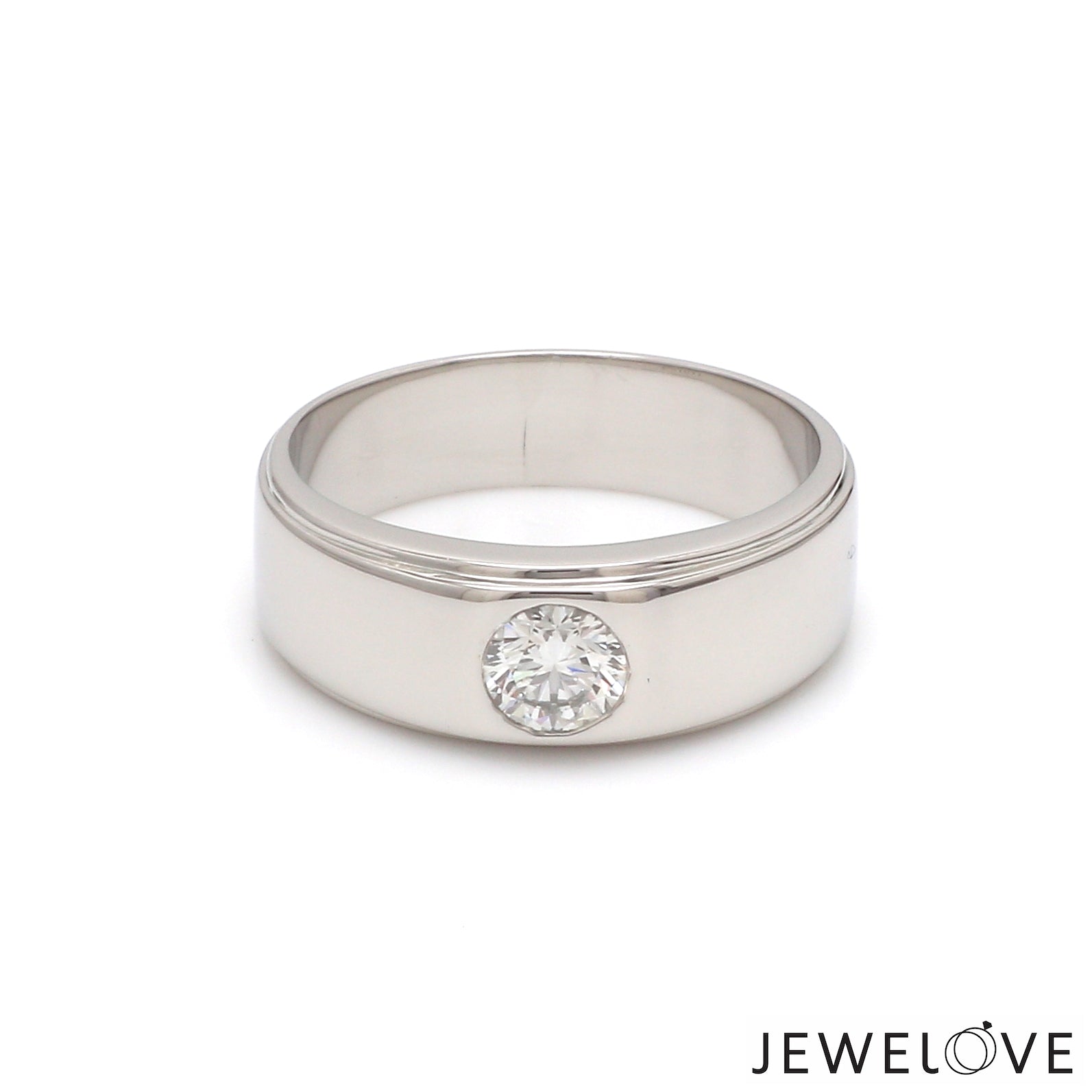 Classic Platinum Solitaire Love Bands SJ PTO 101 - Hi-Polish