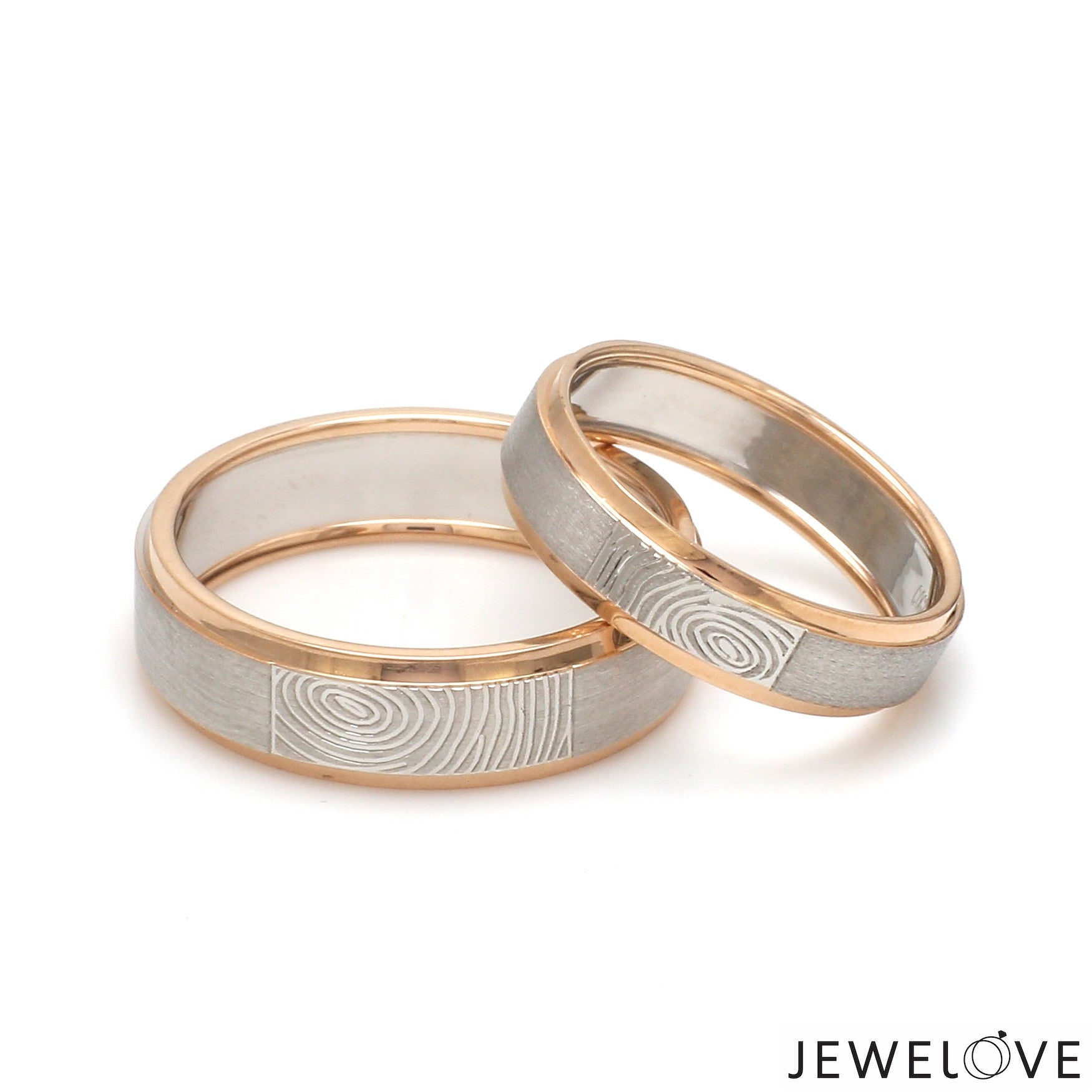 Platinum Love Bands with Rose Gold Ring JL PT 1408