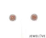 Load image into Gallery viewer, 18K Rose Gold Cushion Earrings with Pink Cushion Cut &amp; White Round Diamond JL AU PD 104
