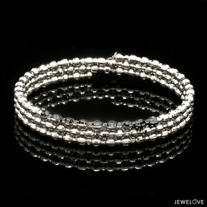 Dazzling Shiny 3-row Japanese Platinum Bracelet for Women with Diamond Cut Balls JL PTB 721