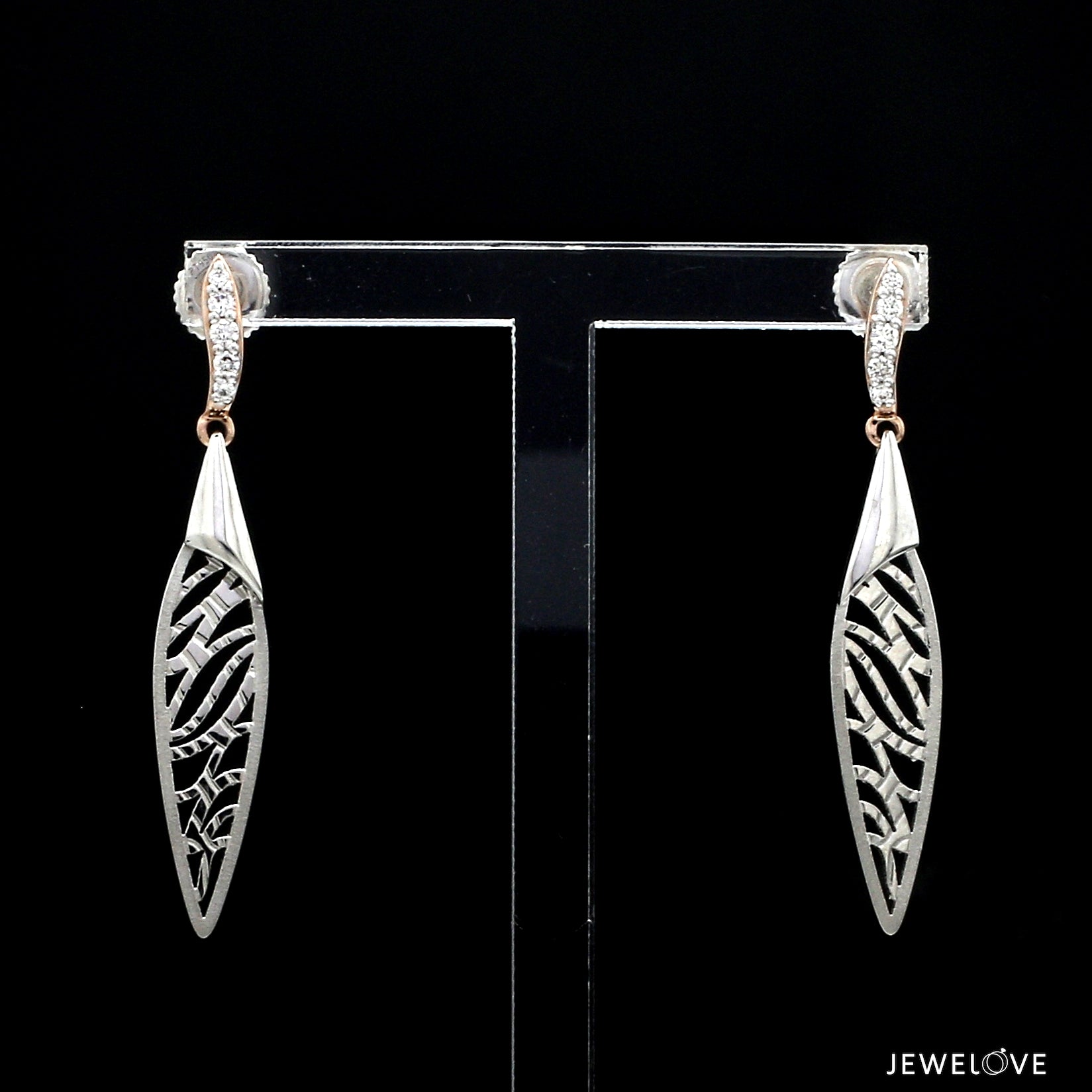 Platinum Rose Gold Diamond Earrings for Women JL PT E 347