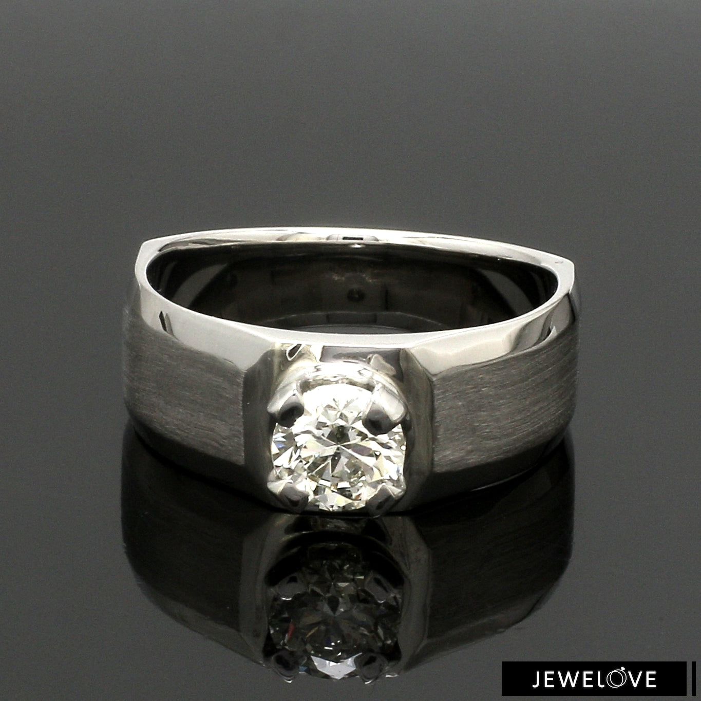 1-Carat Lab Grown Solitaire Heavy Platinum Ring for Men JL PT LG 983-A