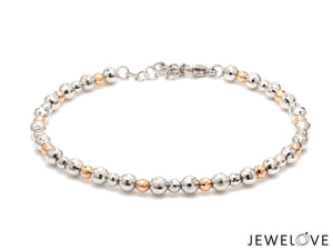 Platinum Rose Gold Bracelet with Diamond Cut Balls for Women JL PTB 1200   Jewelove.US